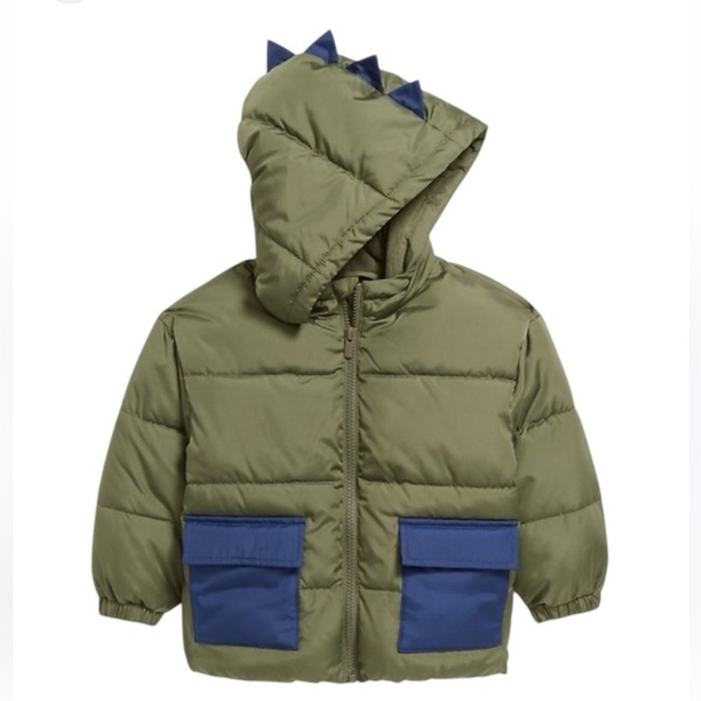 Oldnavy Toddler Boy Green and Blue Dinosaur Hoodie Jacket